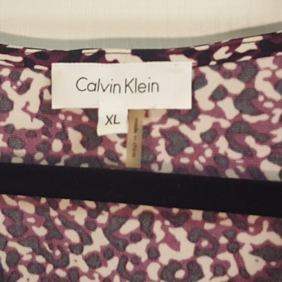 Calvin Klein Purple Black Drape Neck Blouse Sleevess Office - Picture 3 of 5